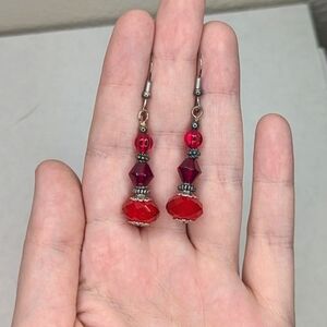 Red Beaded Earrings